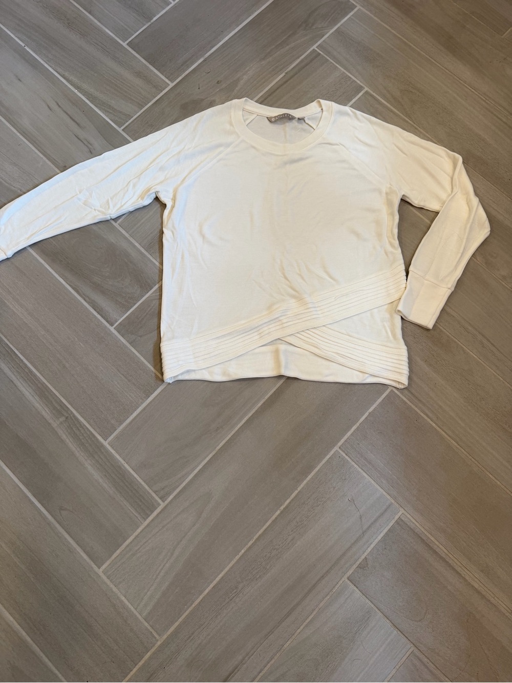 Athleta Cream Long-Sleeve Cross-Front Sweatshirt